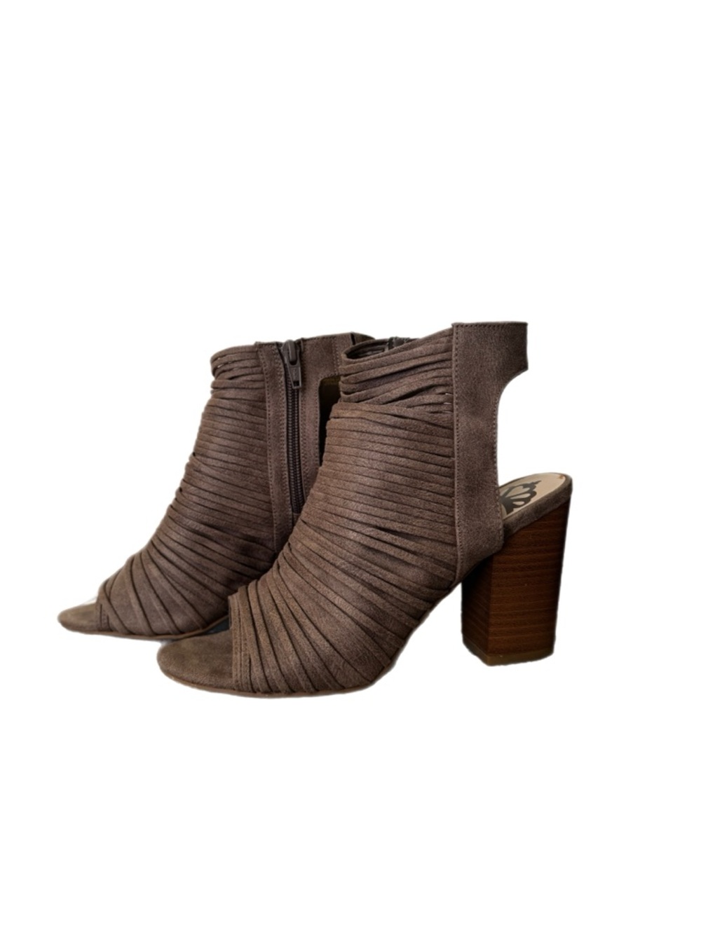 Fergalicious Strappy Peep Toe Cage Block Heel Booties